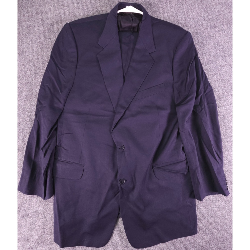 VTG Alan Flusser Mens Navy Blue 2 Btn 2 Piece Suit 44L Pants 34x33